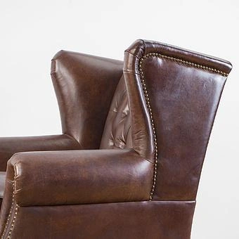 Кресло Parlament Armchair, Red Brown Wood D натуральная кожа Vintage Brown - ракурс 7