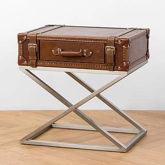 Прикроватный столик Equipage Side Table A натуральная кожа Vector Dark Brown