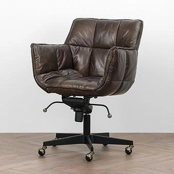 Кресло Center Swivel Armchair On Wheels RM натуральная кожа Antique Master