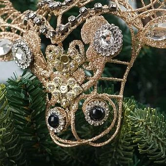 Ёлочная игрушка Wire Jewel Bull Head Champagne/Clear 13 cm - ракурс 5