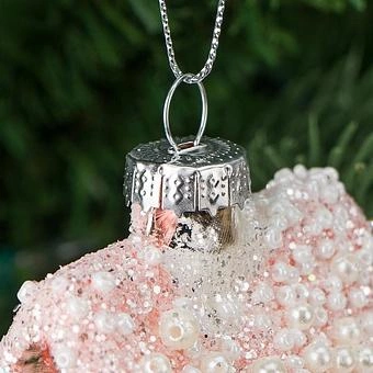 Ёлочная игрушка Glass Hanger House Pink With Beads 10 cm - ракурс 3