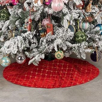 Коврик-юбка под ёлку Christmas Tree Skirt Red And Gold 93 cm - ракурс 2