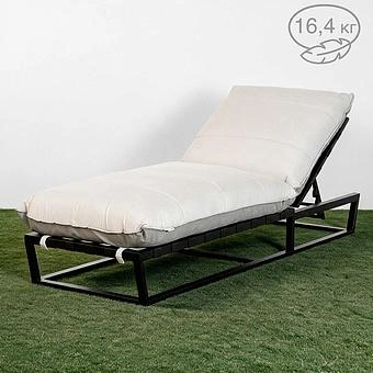 Садовый шезлонг-лежак Reef Lounger, Black акриловая ткань Light Stone