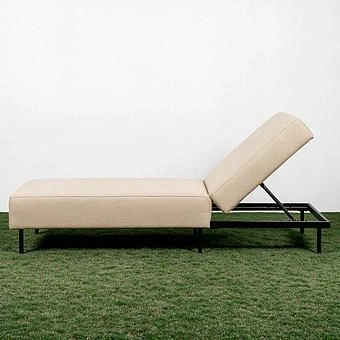 Садовый шезлонг-лежак Chic Lounger, Black акриловая ткань Lead Chine - ракурс 3