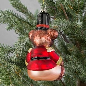 Ёлочная игрушка Glass Toy Soldier Bear Red Brown Black 15 cm - ракурс 2
