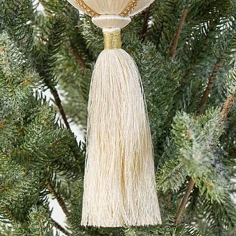 Новогодняя подвеска Rhinestones Beige Ball Pendant With Tassel 26 cm - ракурс 4
