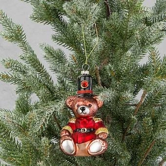 Ёлочная игрушка Glass Toy Soldier Bear Red Brown Black 15 cm - ракурс 6