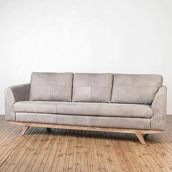 Трёхместный диван Patrick 3 Seater, Oak Sandwashed натуральная кожа Pale Grey