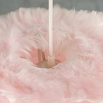Подвесной светильник Eos Hanging Lamp With White Cord Medium перья Light Rose Feathers - ракурс 5