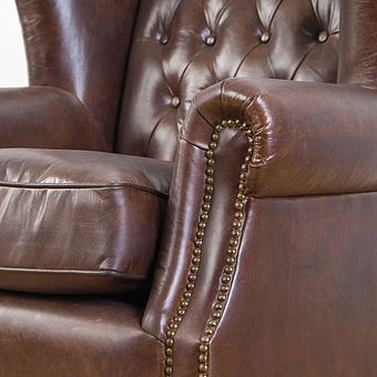 Кресло Parlament Armchair, Red Brown Wood D натуральная кожа Vintage Brown - ракурс 8