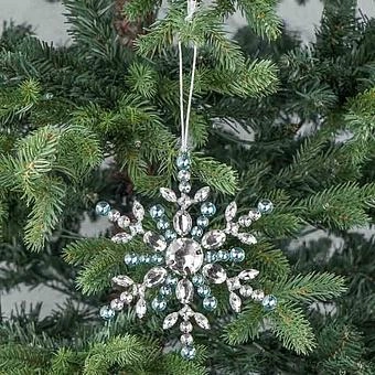 Ёлочная игрушка Silver Blue Stones Snowflake Silver 15 cm - ракурс 6