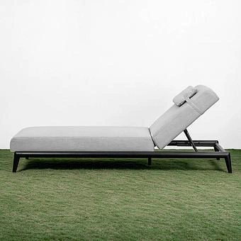 Садовый шезлонг-лежак Dune Lounger, Black акриловая ткань Lead Chine - ракурс 3
