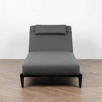 Садовый шезлонг-лежак Dune Lounger, Black акриловая ткань Anthracite Carbon - ракурс 2