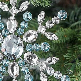 Ёлочная игрушка Silver Blue Stones Snowflake Silver 15 cm - ракурс 4