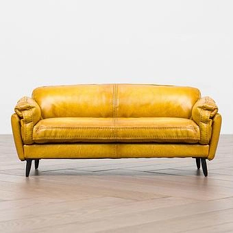 Декоративный мини-диван Mini Dublin 3 Seater RM натуральная кожа Yellow Andalusia - ракурс 2