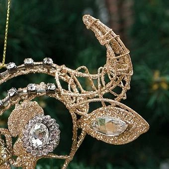 Ёлочная игрушка Wire Jewel Bull Head Champagne/Clear 13 cm - ракурс 4