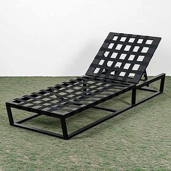 Садовый шезлонг-лежак Reef Lounger, Black акриловая ткань Light Stone - ракурс 8