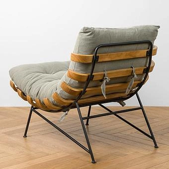 Кресло Capri Armchair, Black Matt Metal RM лён Olive Linen - ракурс 4