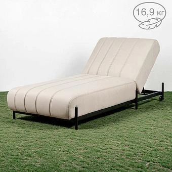 Садовый шезлонг-лежак Luna Lounger, Black акриловая ткань Light Stone