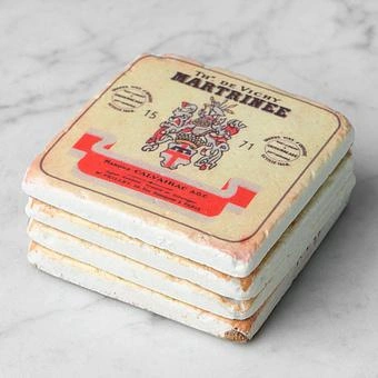 Набор из 4-х подставок под стаканы Set Of 4 Stone Coasters Alcoholic Beverage Labels - ракурс 2
