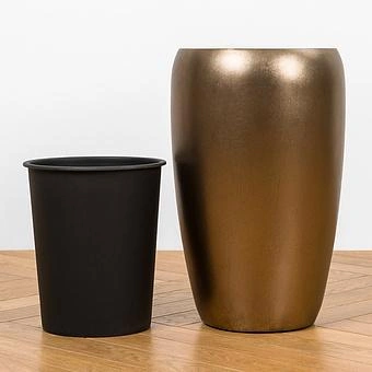Кашпо Effectory Metal Tall Pot Matte Gold Small