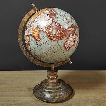 Винтажный глобус Vintage Globe Green Gold On Natural Base discount4