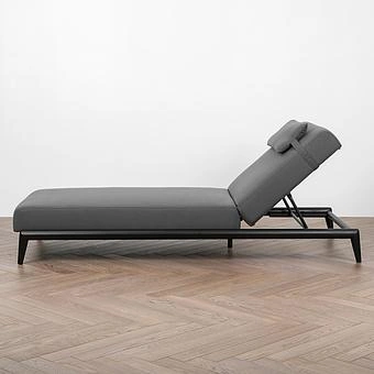 Садовый шезлонг-лежак Dune Lounger, Black акриловая ткань Anthracite Carbon - ракурс 3