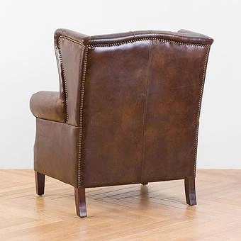 Кресло Parlament Armchair, Red Brown Wood D натуральная кожа Vintage Brown - ракурс 4
