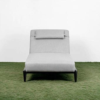 Садовый шезлонг-лежак Dune Lounger, Black акриловая ткань Lead Chine - ракурс 2