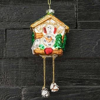 Ёлочная игрушка Glass Hanger Cuckoo Clock 8 cm - ракурс 8