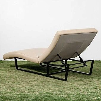 Садовый шезлонг-лежак Wave Lounger, Black акриловая ткань Heather Beige - ракурс 4