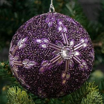 Ёлочная игрушка Snowflake Ball Purple 9 cm - ракурс 2