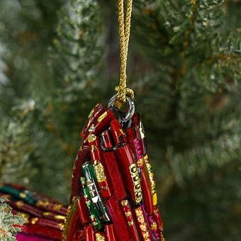Ёлочная игрушка Multi-Colored Beads Star Red 12 cm - ракурс 3