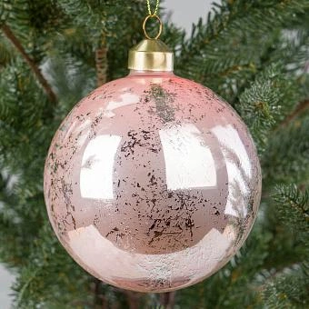 Ёлочная игрушка Vintage Ball Aged Silver Pink 10 cm