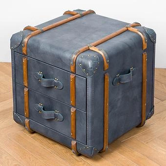 Тумба-сундук Forward Side Table RM натуральная кожа Dark Blue Master - ракурс 5