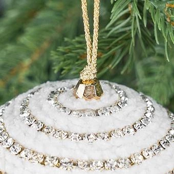 Ёлочная игрушка Rhinestones Striped Ball White 10 cm - ракурс 2