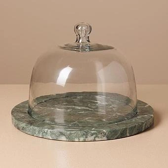 Сервировочная подставка с колпаком Green Marble Cake Tray With Cover