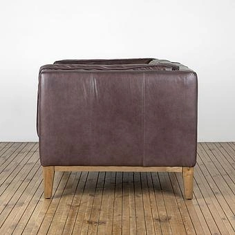 Кресло Bench 1 Seater натуральная кожа Riders Gunmetal - ракурс 3