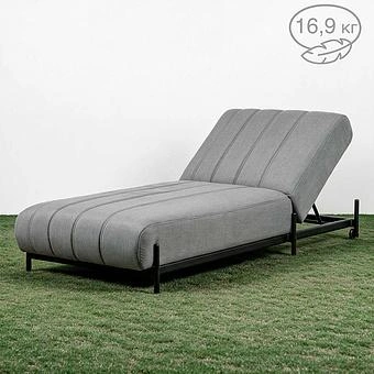 Садовый шезлонг-лежак Luna Lounger, Black акриловая ткань Light Stone