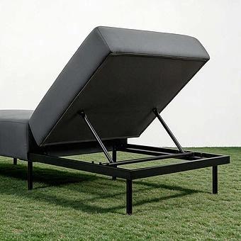 Садовый шезлонг-лежак Chic Lounger, Black акриловая ткань Lead Chine - ракурс 7