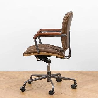 Кресло Ufficio Milano Armchair, Red Brown Wood D натуральная кожа Mocha - ракурс 4