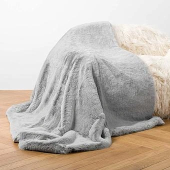 Плед Alaska Throw Large искусственный мех Big Bear Grey - ракурс 2