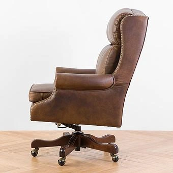 Кресло Doctor Armchair, Red Brown Wood D натуральная кожа Mocha - ракурс 4