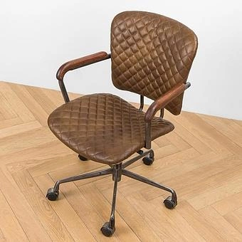 Кресло Ufficio Milano Armchair, Red Brown Wood D натуральная кожа Mocha - ракурс 7