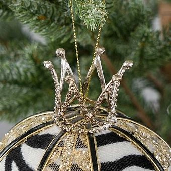 Ёлочная игрушка Zebra Ball Gold With Crown 17 cm - ракурс 2