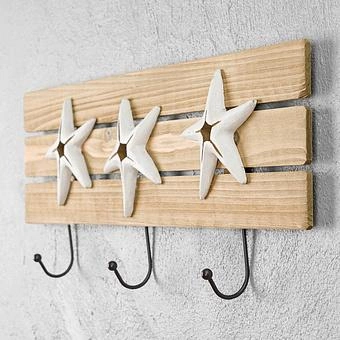 Настенная вешалка White Starfishes Coat Rack 3 Hooks - ракурс 3
