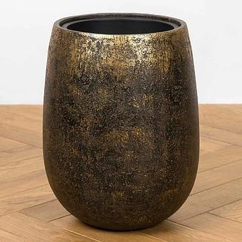 Кашпо Effectory Metal Bowl Rounded Pot Rough Gold Patina Small
