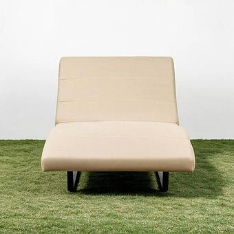 Садовый шезлонг-лежак Wave Lounger, Black акриловая ткань Heather Beige - ракурс 2