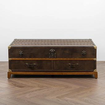 Журнальный стол-сундук Piligrim Coffee Table, Light Wood RM натуральная кожа Antique Master - ракурс 3