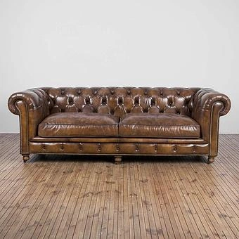 Трёхместный диван Constable 3 Seater натуральная кожа Original Vintage Coffee - ракурс 3
